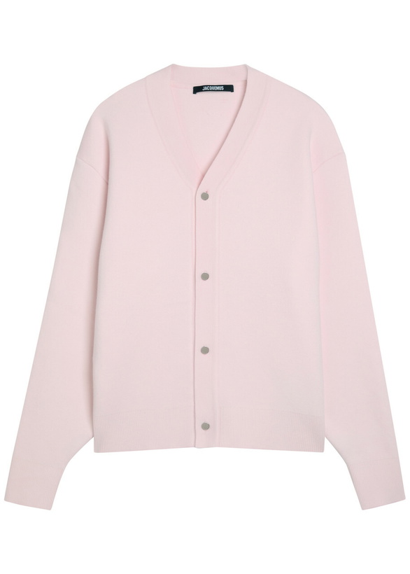Photo: Jacquemus Le Cardigan Doppio Merino Wool-blend Cardigan Light Pink