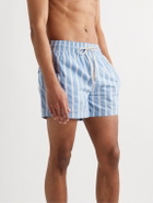 Atalaye - Suertea Short-Length Striped Swim Shorts - Blue