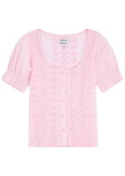 Damson Madder Prim Broderie-anglaise Cotton Blouse Light Pink
