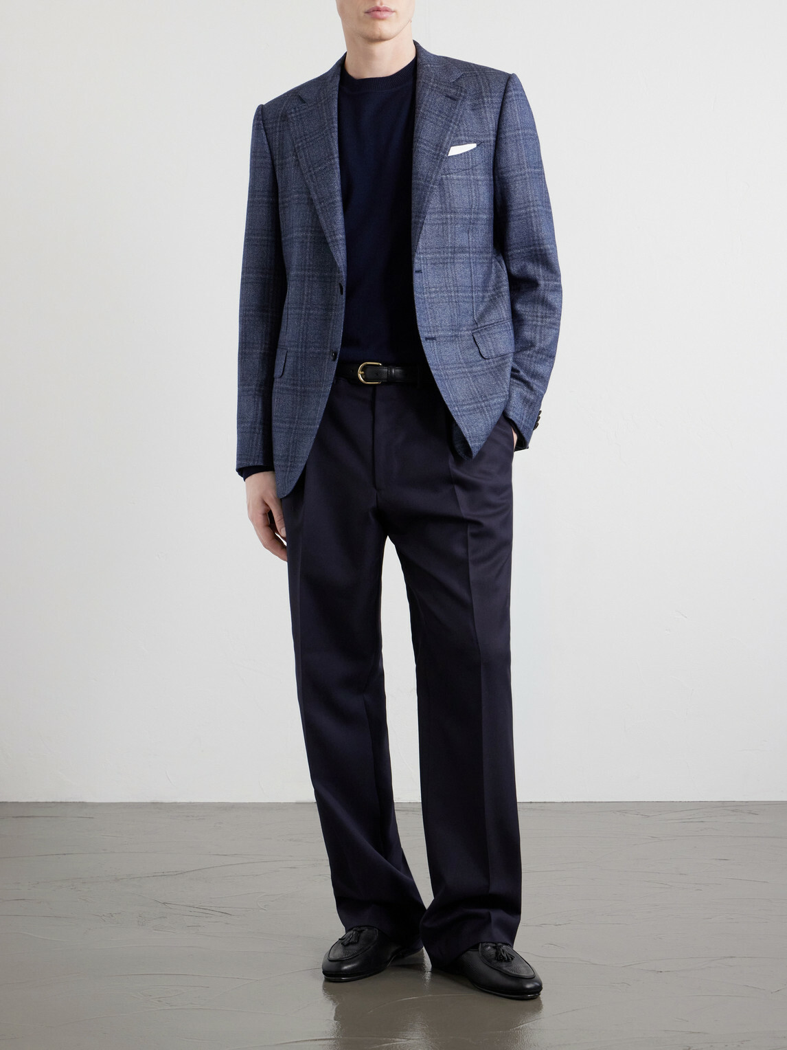 Caruso - Norma Checked Wool Blazer - Blue