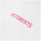 VETEMENTS Men's Long Sleeve Logo Label T-Shirt in White/Hot Pink
