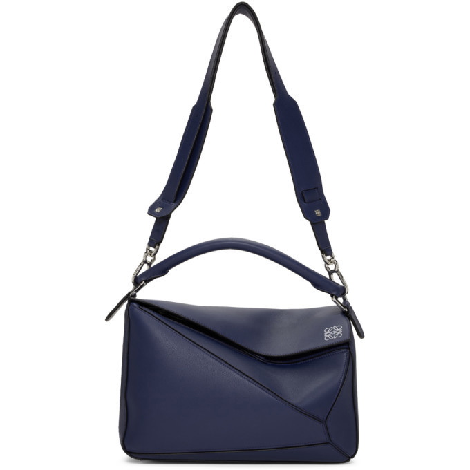 Loewe Navy And Black Medium Puzzle Bag in Blue