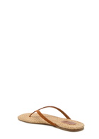 Staud Freja Thong Raffia and Suede Sandals Brown