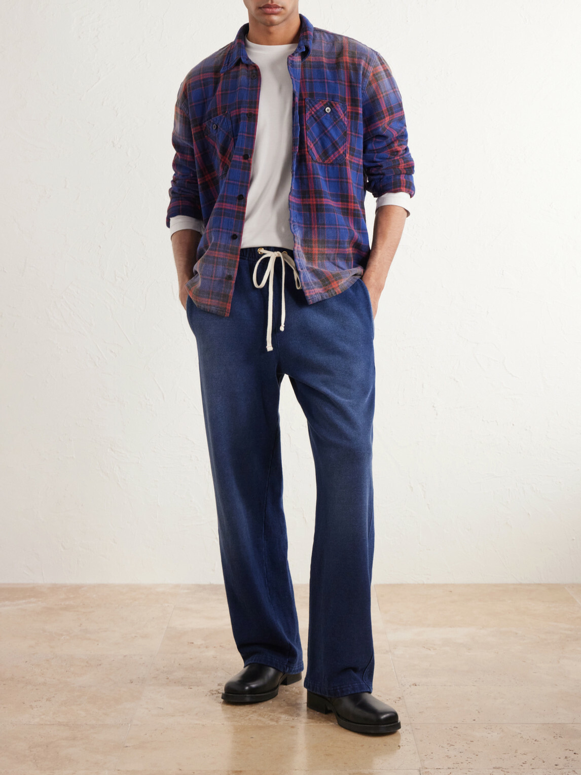 Les Tien - Straight-Leg Cotton-Fleece Sweatpants - Blue