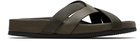 TOM FORD Khaki Smooth & Supple Grain Leather Sandals