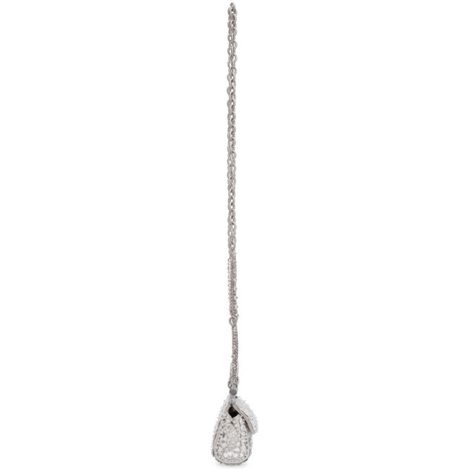 Dolce and Gabbana Silver Satin Crystal Micro Sicily Bag