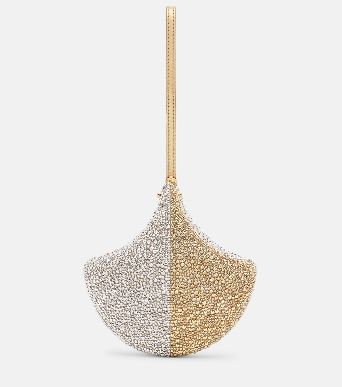 Bvlgari Ginkgo crystal-embellished suede clutch