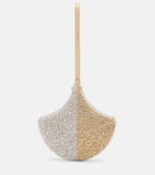 Bvlgari Ginkgo crystal-embellished suede clutch