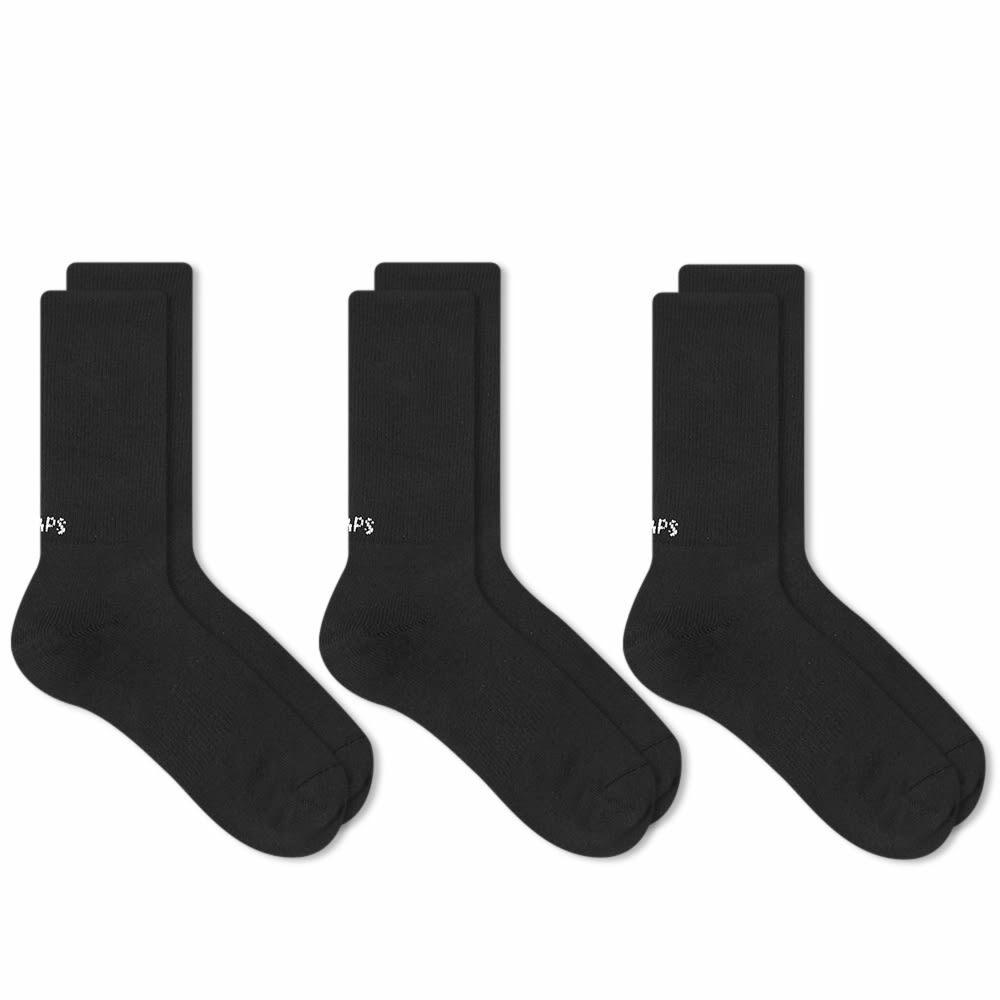 WTAPS Men's Skivvies Sock - 3-Pack in Black WTAPS