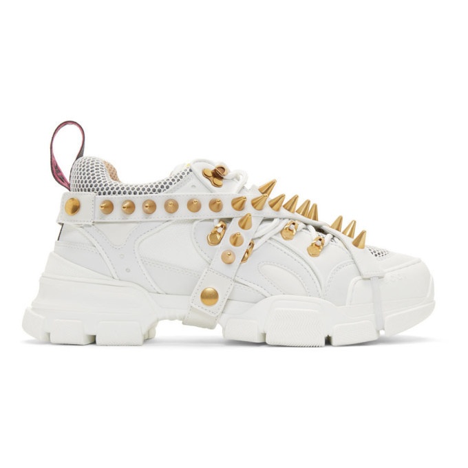 Photo: Gucci White Removable Studs Flashtrek Sneakers