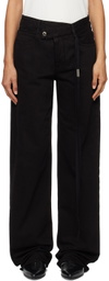 Ann Demeulemeester Black Meya 5-Pockets Asymmetric Waistband Jeans