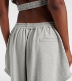 Alaïa Ruffled cotton-blend fleece tapered pants