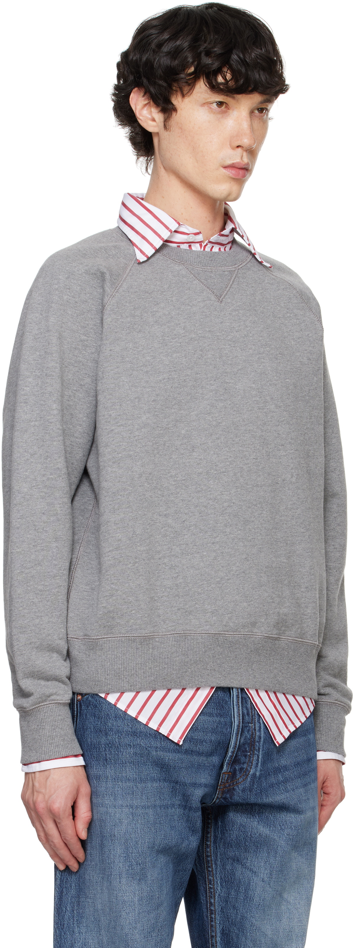 Drake's Gray Brushed Cotton Jersey Sweatshirt