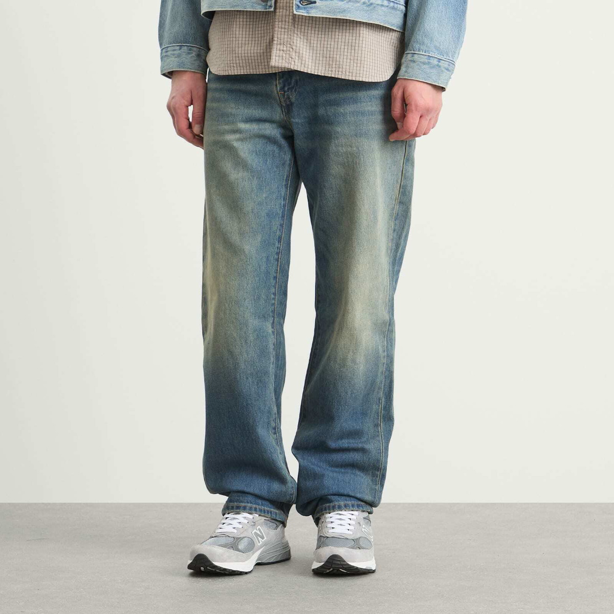 Levi's Men's X Barbour 568 Loose Jeans in Dark Worn In Levi's Red