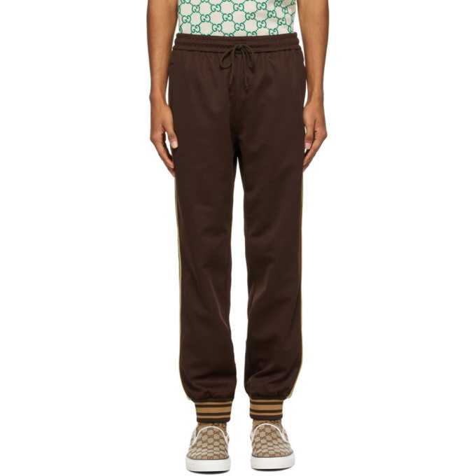 Photo: Gucci Brown Technical Jersey Lounge Pants