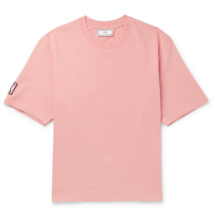 Photo: AMI - Logo-Appliquéd Cotton-Jersey T-Shirt - Pink