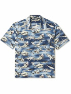 Palm Angels - Camp-Collar Printed Cotton-Voile Shirt - Blue