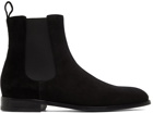 Manolo Blahnik Black Suede Delsa Chelsea Boots