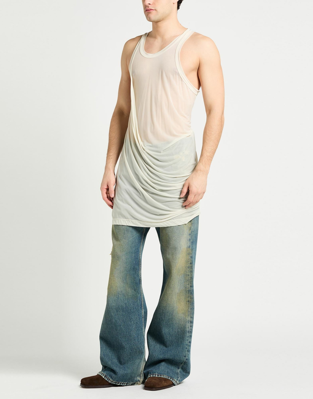 Rick Owens Mens Tank top Cream