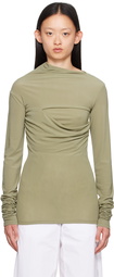 Paris Georgia Khaki Draped Long Sleeve T-Shirt