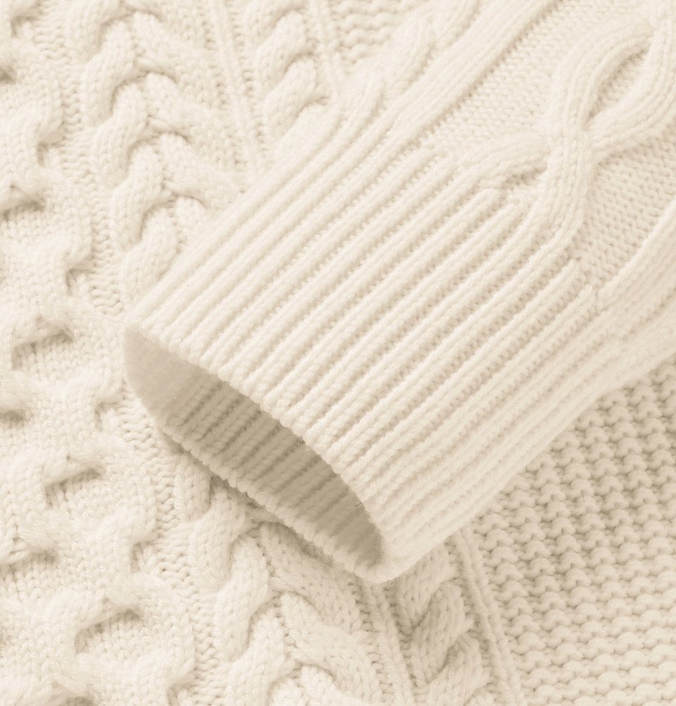 Dunhill - Cable-Knit Merino Wool Mock-Neck Sweater - Men - Cream