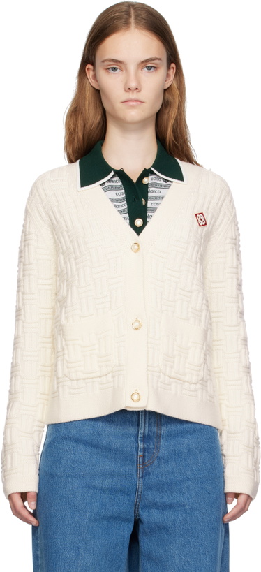 Photo: Casablanca Off-White Column Knit Cardigan