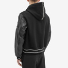 Givenchy Men's Logo Leather Hooded Varsity Jacket in Black