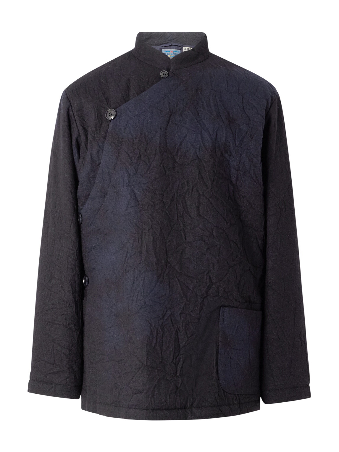 Blue Blue Japan Men's Sashiko Wool Shirt Jacket in Dark Navy Blue