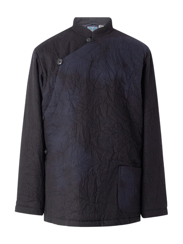 Photo: Blue Blue Japan - Padded Crinkled Wool-Blend Jacket - Blue