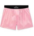 TOM FORD - Velvet-Trimmed Stretch-Silk Satin Boxer Shorts - Pink