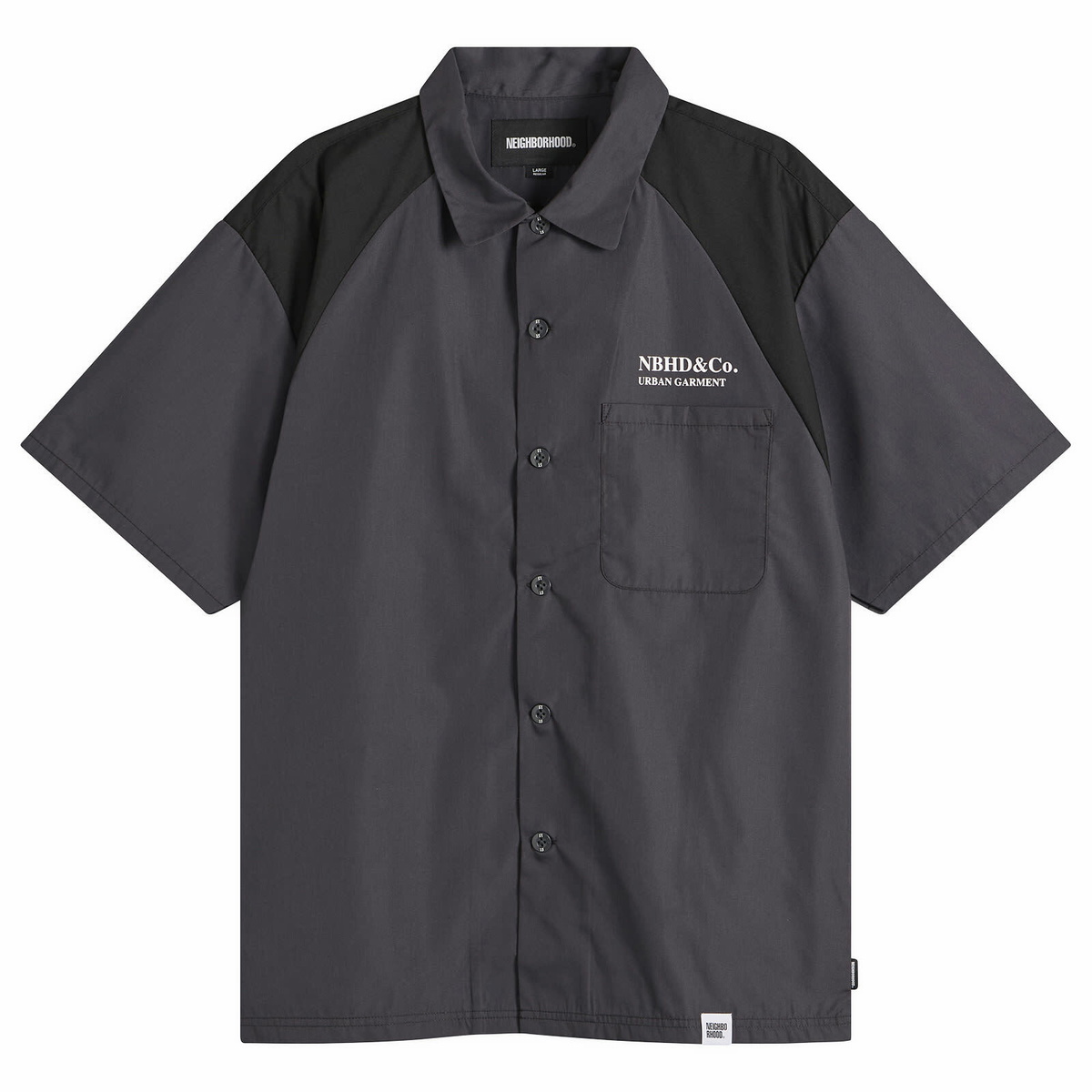 Neighborhood Men's Classic 2-Tone Short Sleeve Work Shirt 2 in Black