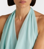 Mugler Draped sheer silk crêpe georgette gown