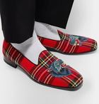 Gucci - Gallipoli Appliquéd Tartan Tweed Loafers - Men - Red