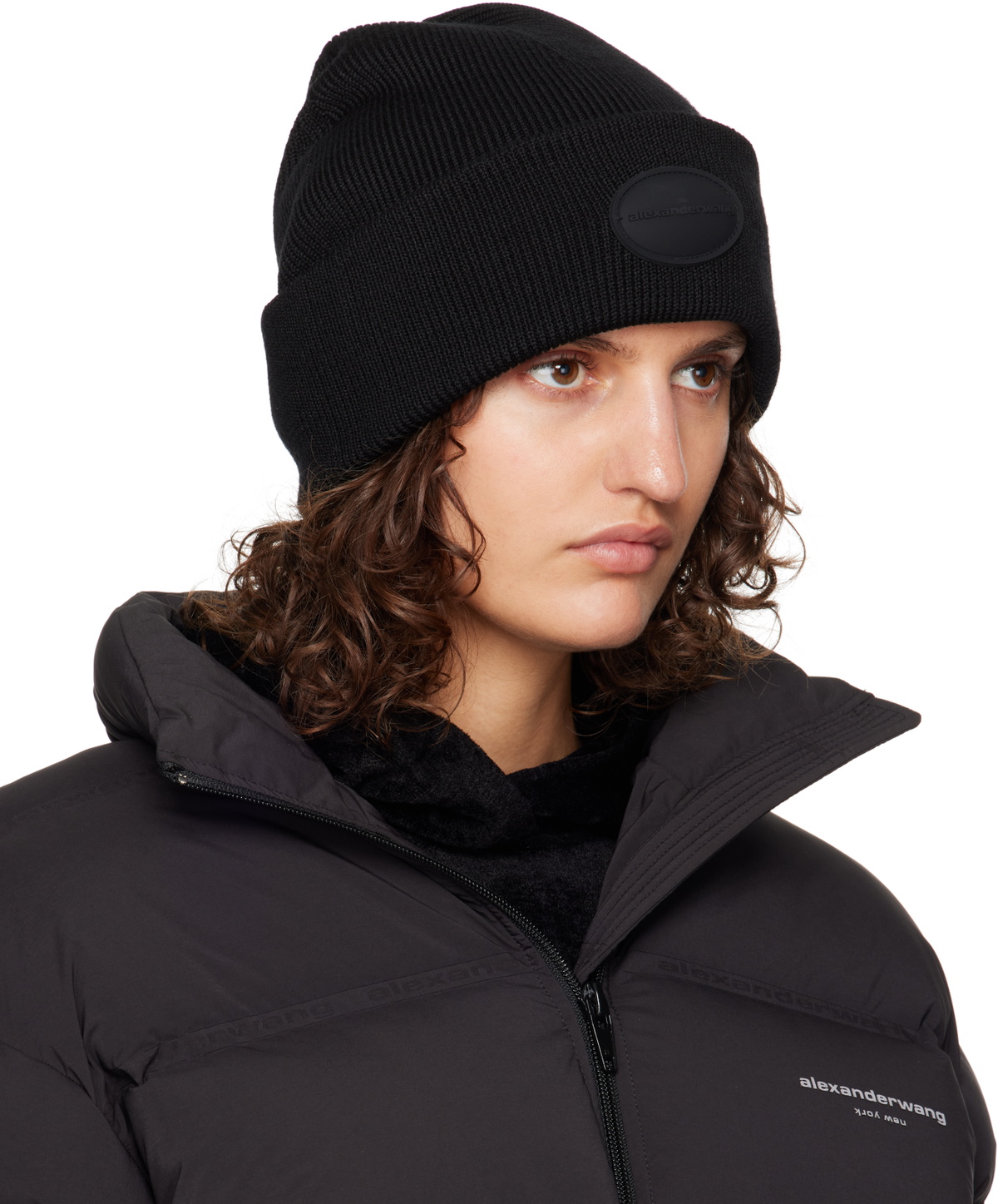 Alexander Wang Black Dome Logo Beanie