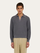Ferragamo Mens Knitted polo top in Grey