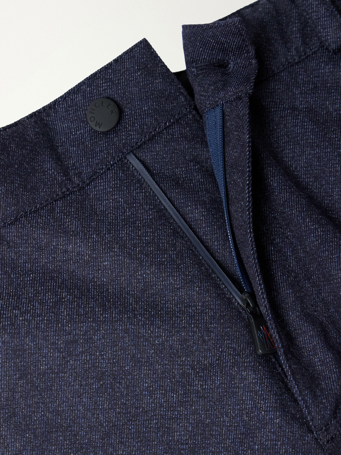 Moncler Grenoble - Straight-Leg Padded Webbing-Trimmed Virgin Wool-Denim Ski Salopettes - Blue