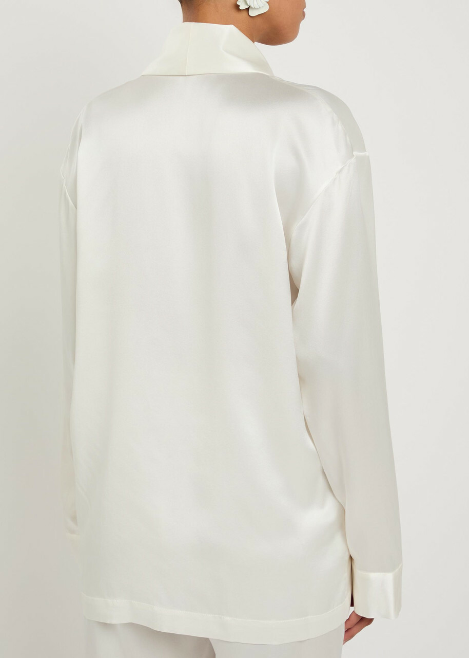 Delos Gilbert Double-breasted Silk Jacket Ivory