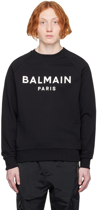 Photo: Balmain Black Printed Sweatshirt