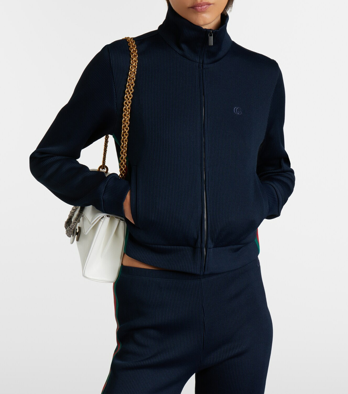 Gucci Web Stripe jersey zip-up sweatshirt
