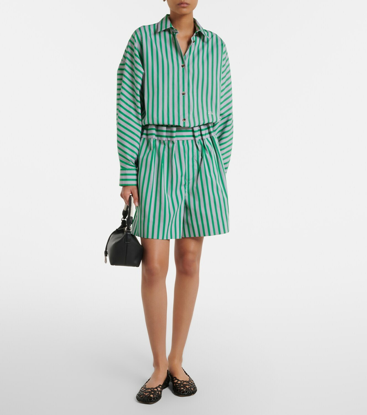 Loewe Striped cotton poplin shorts