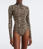 Wolford Snake-print jacquard bodysuit