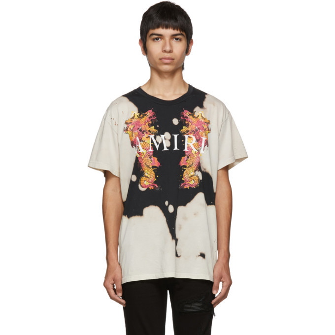 Photo: Amiri Black and Off-White Watercolor Dragon T-Shirt