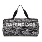 Balenciaga Black and White Logo Wave Gym Bag