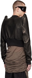 Rick Owens Black Tec Leather Bomber Jacket