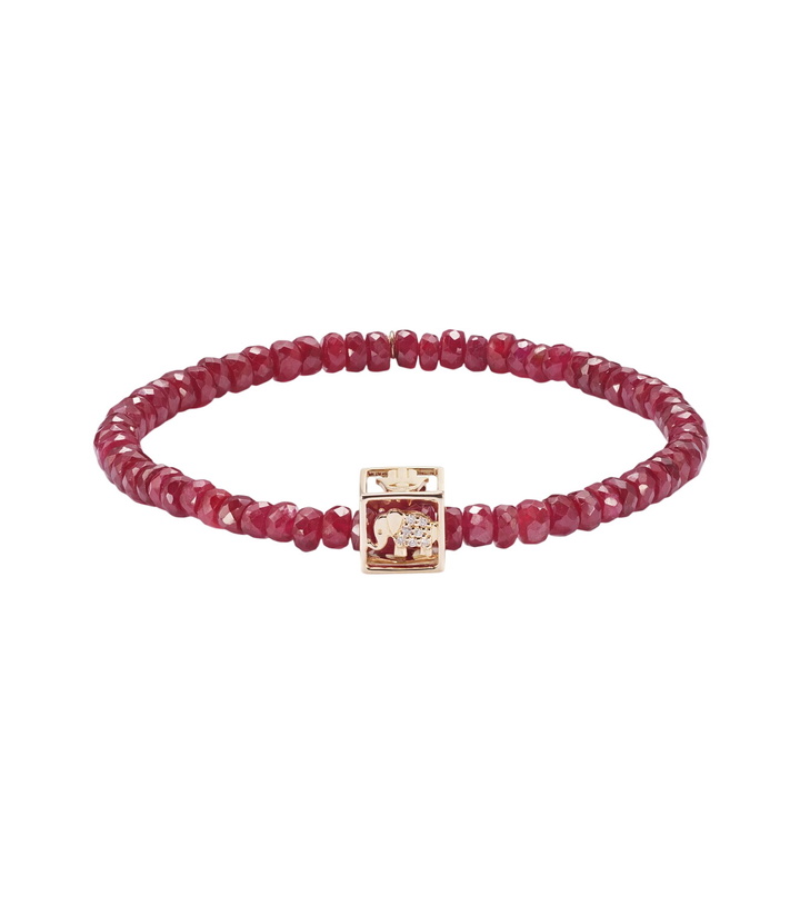 Photo: Sydney Evan Open Icon 14kt gold beaded bracelet with rubies and diamonds