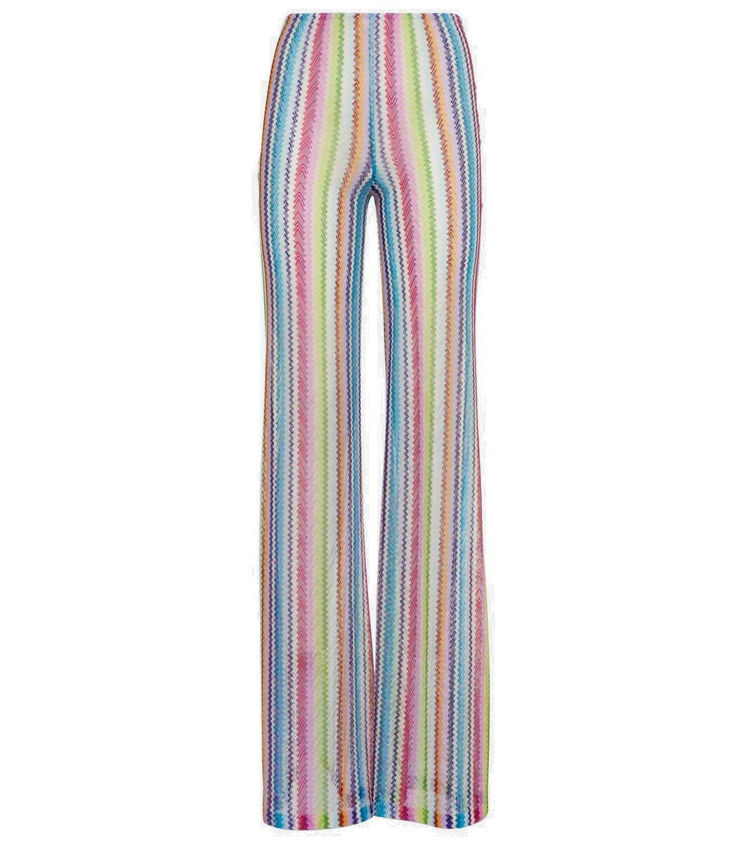 パンツ MISSONI FW23 FLARE FIT PANTS (DS23WI0B_BK026TSM91F) Flare trousers in slub zigzag viscose blend Black | Missoni