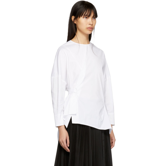 Enfold White Two-Way Tie Blouse Enfold