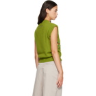Marni Green Wool-Cashmere Flower Embroidery Vest