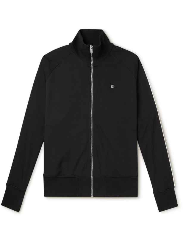 Photo: Givenchy - Logo-Jacquard Webbing-Trimmed Stretch-Jersey Track Jacket - Black