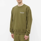 Sporty & Rich Men's Script Logo Crew Sweat in Olive/White